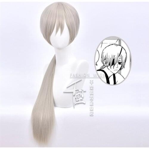 Quanxi Wig Long Silver Gray Hair Wig Anime Chainsaw Man Cosplay Hair Synthetic Cosplay Wig 80cm