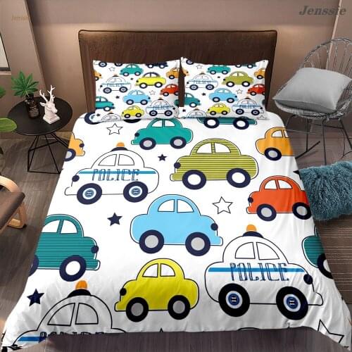 Cartoon Taxi Electric Car Bicycle Truck Print Duvet Cover Twin Queen King Bedding Set Microfiber Bedclothes 2/3pcs Quilt Cover