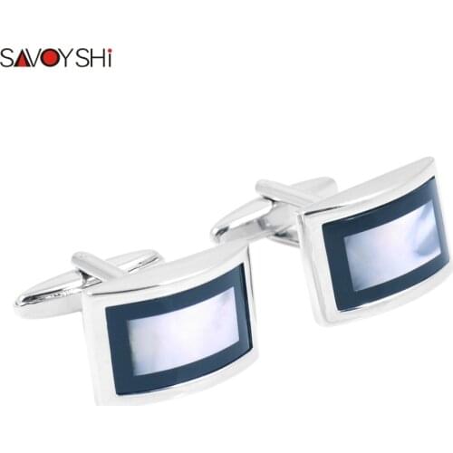 SAVOYSHI Luxury Square Shell Cufflinks for Mens Shirt Brand Cuff bottons High Quality Wedding Cufflinks Fashion Gift Men Jewelry