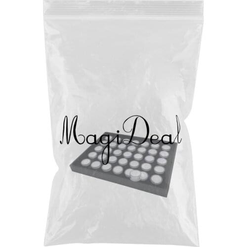 Gemstone Diamond Display Storage PU Leather Jewelry Box with 24 Plastic Grid