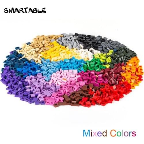 Smartable Tile 1x1 with Groove Flat Studs Building Block MOC Parts Toy For Kids DIY Compatible Major Brand 3070/3070b 660pcs/lot