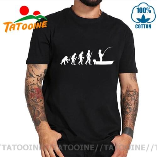 Tatooine Funny Evolution Of Man And Boat Fish T-Shirts Men Fisherman Fish Short Sleeve Superior Tees Cotton Tops 3XL T Shirt man