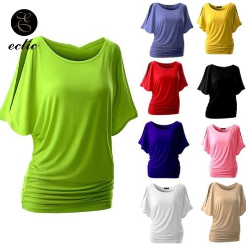 Office Wear Cold Shoulder Shirt Women Solid Color Scoop Neck Elegant T Shirt Ripped Bat Wing Tops Plus Size 4xl 5xl Shirts Loose