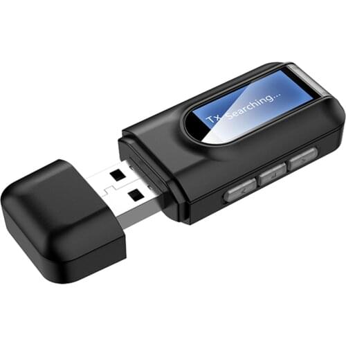 USB 5.0 + EDR + LCD Display Audio Receiver Transmitter For TV PC Driver-Free USB Dongle 3.5MM 3.5 AUX Wireless Adapter