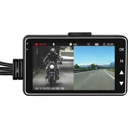 Motorcycle DVR Dashcam 3.0" Front Rear View Dual Camera 1080P HD G-sensor Motorbike Driving Video Recorder Dash Cam