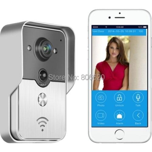 WIFI Visual Intercom Doorbell Via Smart Mobile Phone Control with IP Door Phone & Wireless Door Peephole Viewer & WaterProof