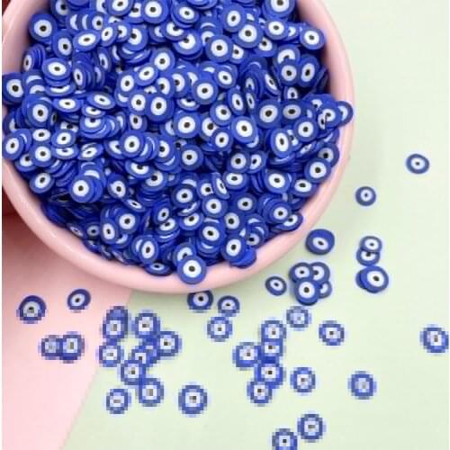 100g/lot 5mm Halloween Series Blue Eyes Slices Polymer Clay Sprinkles for Slime Filling Material DIY Nail Art Decoration Crafts