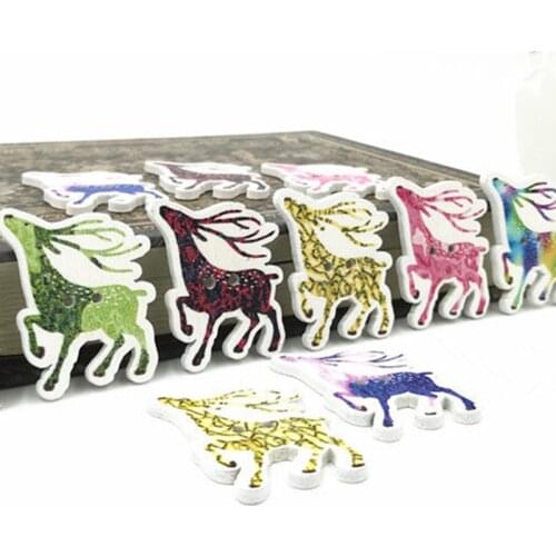 100pcs Wooden Buttons Deer Sewing Christmas Decorations Handicrafts scrapbooking 33mm