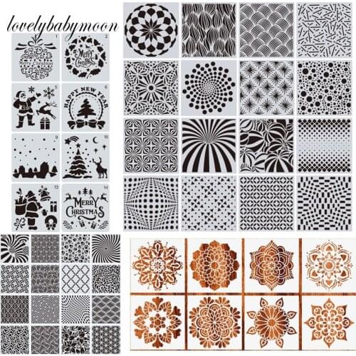 16pcs DIY Drawing Template Painting Scrapbooking Paper Embossing Album Decorative Craft Drawing Stencil Templates Paper Card