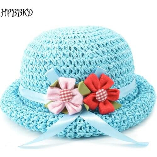 2020 Fashion Baby Girl Handmade Straw hat Casual Girls Summer Bucket Hat Girls Outdoor Beach Cap kids Sun Hat CM-016