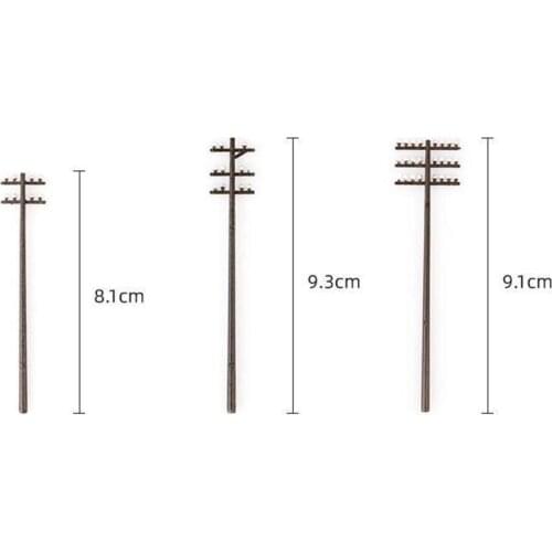 3pcs 1/87 Electric Line Poles Telephone Pole Set SCENERY Building Accessories