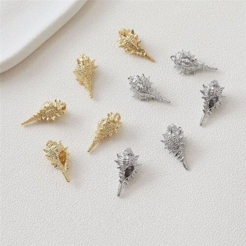 Ocean style 30pcs/lot animals cartoon 3D conch shape copper floating locket charms diy jewelry earring/garment accessory