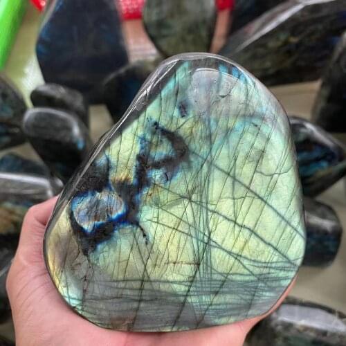 300-2.8kg Natural Crystal Moonstone Raw Gemstone Ornament Polished Quartz Labradorite Handicraft Decorating Stone Healing