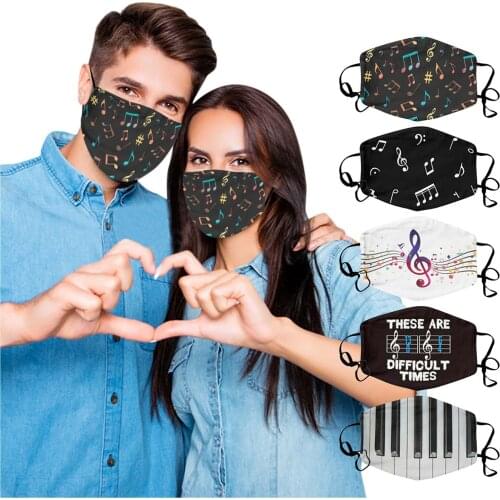 5pcs Adult Ski Fasemask Reusable Windbreak Seamless Musical note Printed Facemask Decoration For Face Bandana Mascarillas