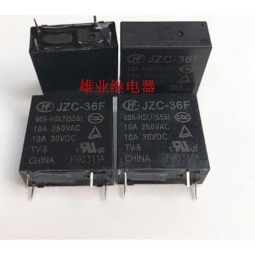 5V relay JZC-36F 005-HSLT JZC36F005HSLT JZ 6F 005 HSLT JZC-36F-005-HSLT 5VDC DC5V 10A 4PIN