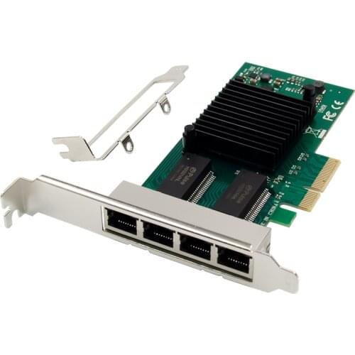 Chip Intel I350AM4 Quad-Port Gigabit Ethernet PCI-E X4 Lan Adapter Network Card PCIe 1000M RJ45 LAN card