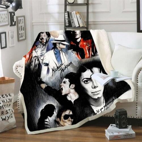 Michael Jackson 3d printed fleece blanket for Beds Hiking Picnic Thick Quilt Fashionable Bedspread Sherpa Throw Blanket style-9