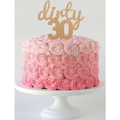 Dirty 30 glitter cake topper gold glitter cake topper Design birthday Cake Toppers