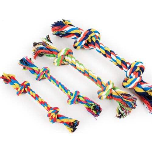 Random Color Pet Dog Toy Double Knot Cotton Chew Rope Funny Cat Toy Bite Resistant Sharp Teeth Relif Stress Pet Puppy Supplies