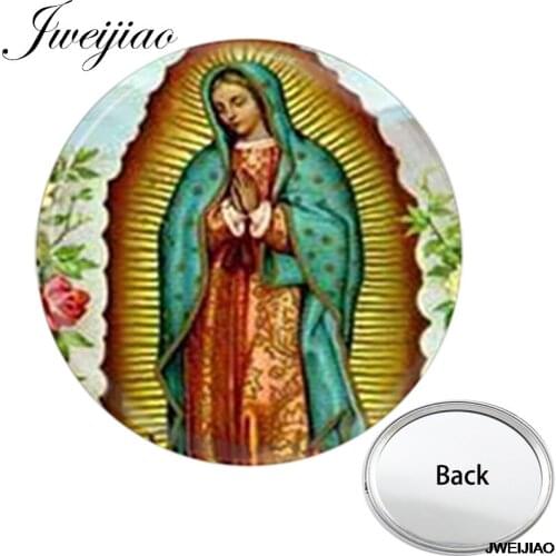 Youhaken Our Lady of Guadalupe Pocket Mirror One Side Flat Mini Virgin Mary Women Compact Portable Makeup Vanity Hand Mirrors