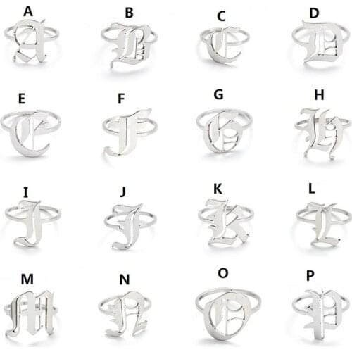 Stainless Steel A-Z 26 Initial Letter Rings for Women Men Name Jewelry Creative Alphabet Finger Ring Accessories Punk Gifts