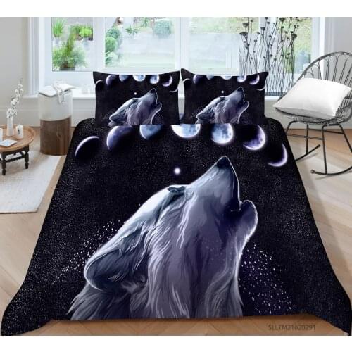 Hot Style Soft Bedding Set 3d Digital Wolf Printing 2/3pcs Duvet Cover Set with Zipper Single Twin Double Full Queen King