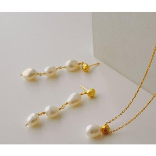 Brass With 18K Gold Real Fresh Water Pearl Chains Choker Necklace Runway T Show Party Designer Gown Top Ins Japan Korean