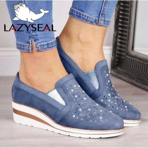 Aphixta Women Shoes Crystal Casual Sneakers Woman Breathable Height Increasing Platform Sneakers Elastic Band Air Mesh Shoes