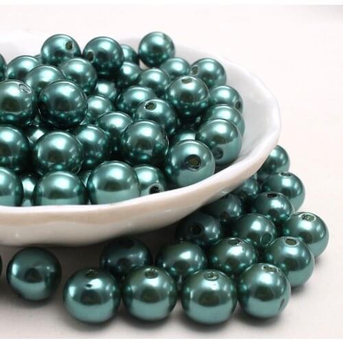 MHS.SUN A16 4MM-30MM Peahen Green ABS Plastic Imitation Pearls With Hole Round Loose Beads For Handmade Necklace Bracele Making