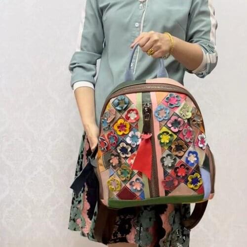 Fashion Retro 3D Flower Rainbow Tote Luxury Designer Womens Bag Woven Handmade Backpack Shoulder Bag Messenger Bag Female Bag