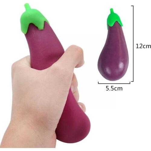 Strange Soft Eggplant Anti Stress Ball Stress Reliever Toy Fidget Squishy Antistress Creativity Cute Fruit Toys