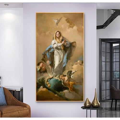 The Immaculate Conception Vintage Oil Painting On Canvas European Classical Decor Poster And Print Picture On Wall Art Cuadros