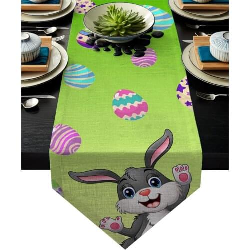Easter Bunny Easter Egg Green Background Table Runner Household Hotel Wedding Dinner Party Table Decoration