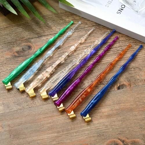 Starry Sky English Oblique Calligraphy Scrip Dip Pen Nib Holder Resin Fountain QX2B