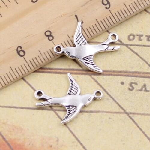 40pcs Charms Swallow Bird Connector 20x17mm Tibetan Silver Pendants Antique Jewelry Making DIY Handmade Craft For Bracelet