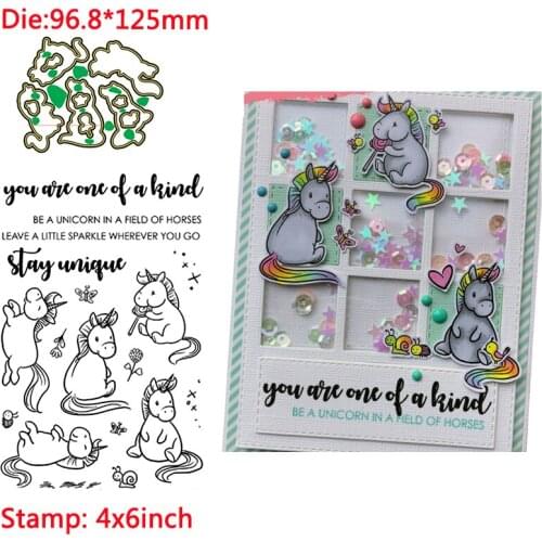 Lovely Unicorn Stay Unique Words New Transparent Clear Stamps Matchable Cutting Dies For DIY Scrapbooking Cards Crafts New 2020