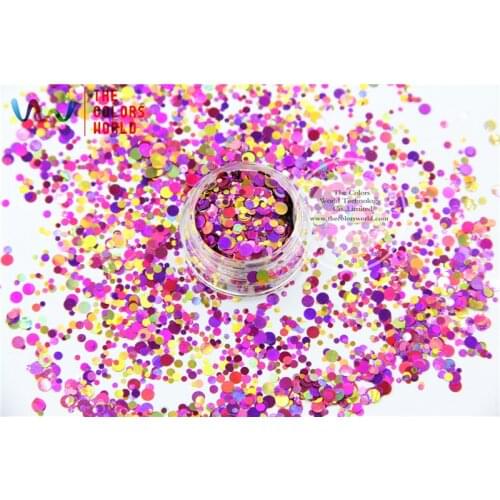 RA321-173 Mix Colors Dot shapes round Glitter for nail art ,nail gel,makeup and DIY decoration