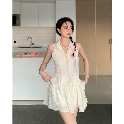 Halter Sexy Backless Mini Dresses Bodycon Skinny Club Party Sleeveless Dress Summer Streetwear Beach Holiday