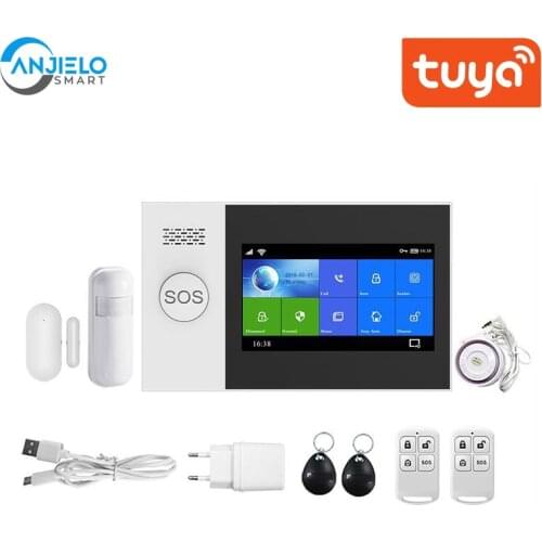 WIFI GSM Home Wireless Security Burglar Alarm System Kits 4.3 Inch Monitor 433MHZ Motion Sensor Tuya APP IP Camera 10 Languages