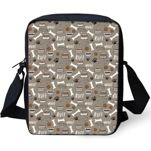 Girls Small Bags Teenagers Womens Casual Shoulder Bags Dog Bone Paw Print Handbags For Ladies Crossbody Messenger Totes