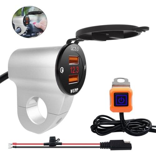 Waterproof Dual USB Charger Socket Power Outlet With Voltmeter LED Light QC3.0 Super Fast Charge Car Power Adapter Accessories