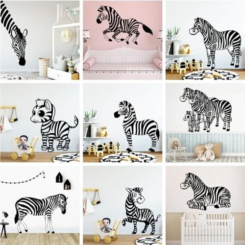 Fun Zebra Vinyl Wall Stickers Wall Decor For Kids Room Baby Room Home Decoration Wall Decals Stickers Murals Wallpaper
