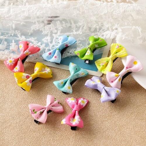 1PC/4PCS Candy Colors Fashion Bow Hair Accessories Mini Sweet Solid Dot Floral Hair Clips Kids Bowknot Girls Children Hair Clips
