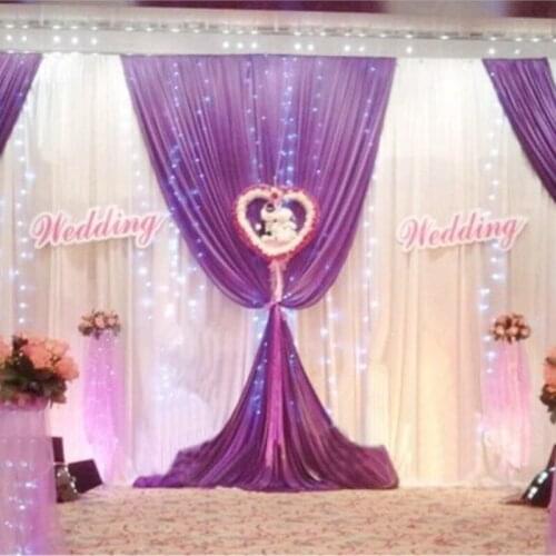 10ft high x 20ft New Design Wedding Backdrop \ Stage Curtain white and purple