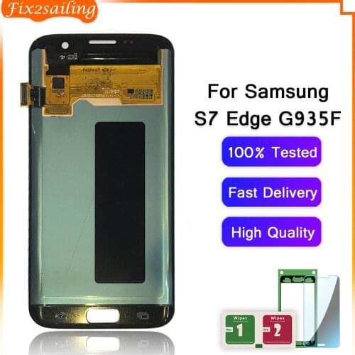 100% Tested Working AMOLED LCD Display Touch Screen Assembly For Samsung Galaxy S7 Edge G935F G935A G935FD G935P