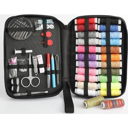 100pcs Spools + Needles + Scissors Combination Tools Kit Portable Travel DIY Sewing Box For Hand Sewing DIY Craft