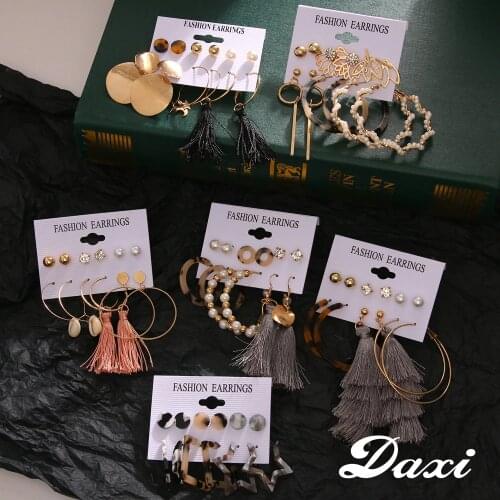 DAXI womens earings fashion jewelry earring unusual Drop Earrings For Women Boho vintage earing pearl earrings set 2020