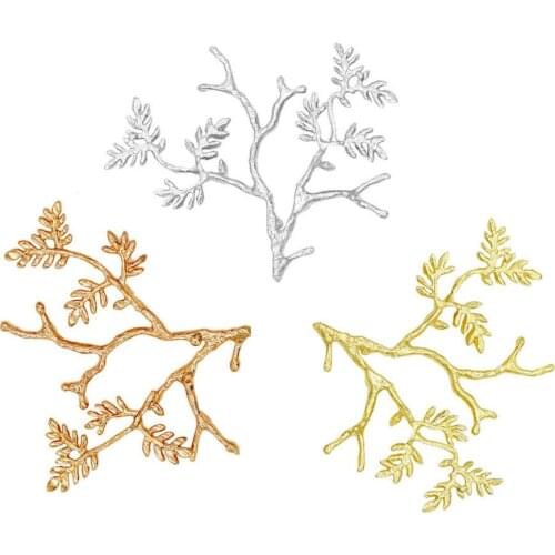 20pcs Brass Casted Retro Winter Tree Leaf Branch Pendant Quality Gold Silver Color DIY Stuffs phoenix coronet Jewelry Supplies
