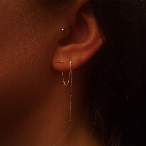 2021 New Wholesale Simple Korean Chain Earrings For Women Silver Plated Statement Jewelry Wedding Party Accessories Gifts