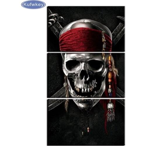 3pcs,Full Square 5D DIY Diamond Painting Skull Picture Diamond Embroidery portrait,Cross Stitch kit,Mosaic,new year decoration